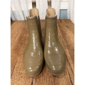 Lauren Ralph‎ LaurenTally Crocodile Embossed Rain Boots Ankle Boots Tan Size 6
